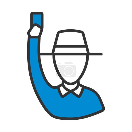 Cricket Umpire With Hand Holding Card Icon. Editable Bold Outline With Color Fill Design. Vector Illustration.