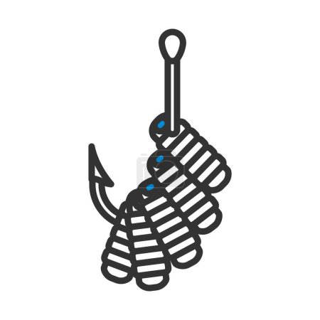 Icon Of Worm On Hook. Editable Bold Outline With Color Fill Design. Vector Illustration.