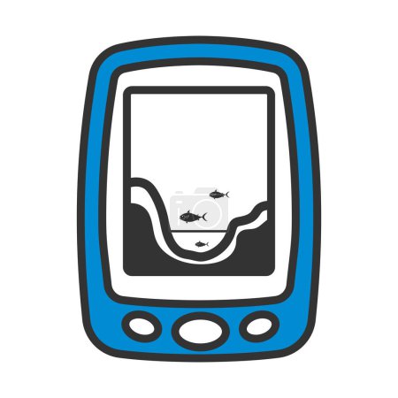 Icon Of Echo Sounder. Editable Bold Outline With Color Fill Design. Vector Illustration.