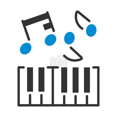 Ikone der Klaviertastatur. Editierbare kühne Umrisse mit Farbfülldesign. Vektorillustration.