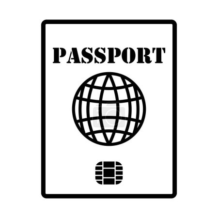Icono del pasaporte con chip. Diseño de contorno audaz con ancho de carrera editable. Ilustración vectorial.