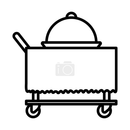 Illustration for Icon Of Restaurant Cloche On Delivering Cart. Bold outline design with editable stroke width. Vector Illustration. - Royalty Free Image
