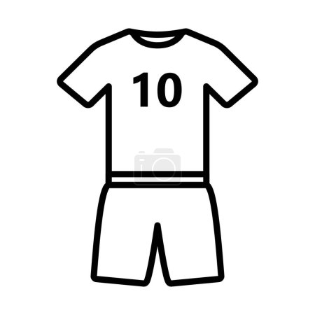 Icono de uniforme de fútbol. Diseño de contorno audaz con ancho de carrera editable. Ilustración vectorial.