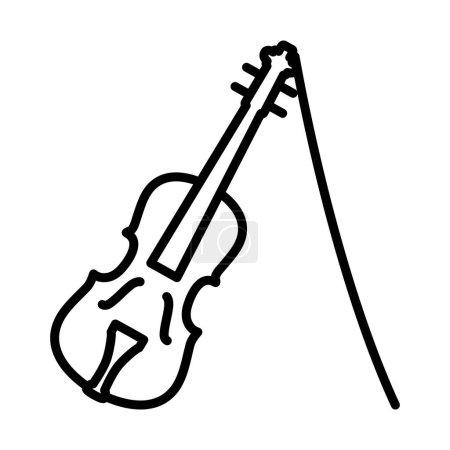 Icono del violín. Diseño de contorno audaz con ancho de carrera editable. Ilustración vectorial.