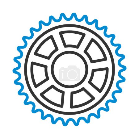 Bike Gear Star Icon. Editable Bold Outline With Color Fill Design. Vector Illustration.