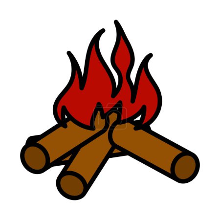 Icon Of Camping Fire. Editable Bold Outline With Color Fill Design. Vector Illustration.