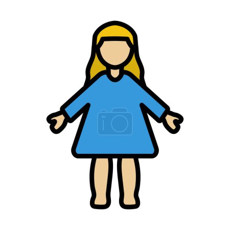 Doll Toy Icon. Editable Bold Outline With Color Fill Design. Vector Illustration.
