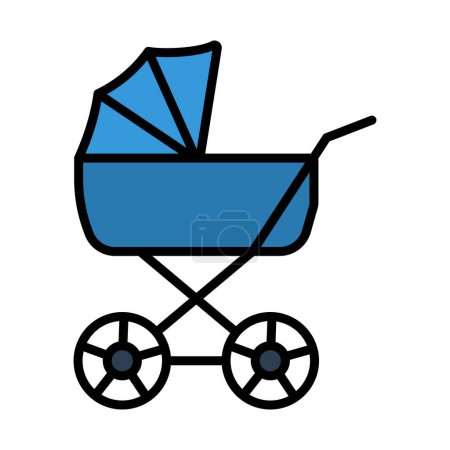 Pram Icon. Editable Bold Outline With Color Fill Design. Vector Illustration.
