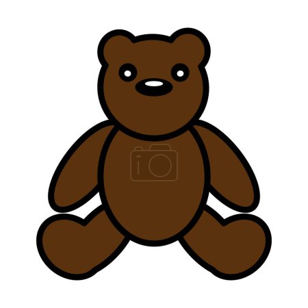 Teddy Bear Icon. Editable Bold Outline With Color Fill Design. Vector Illustration.