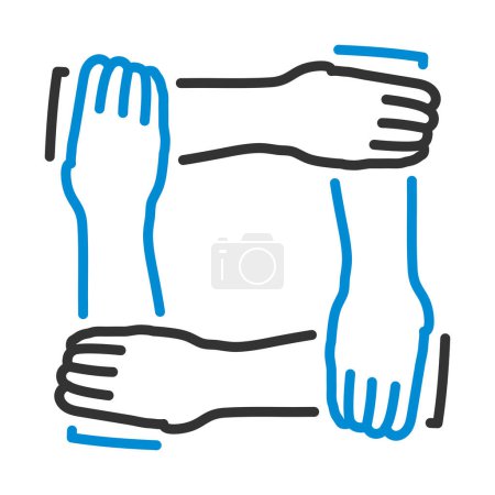 Icon Of Crossed Hands. Editable Bold Outline With Color Fill Design. Vector Illustration.
