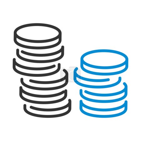 Icon Of Stack Of Coins. Editable Bold Outline With Color Fill Design. Vector Illustration.