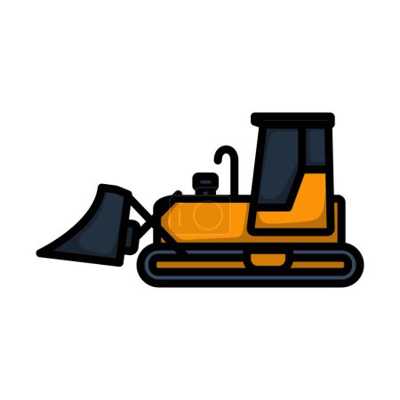 Icono de la excavadora de construcción. Esquema audaz editable con diseño de relleno de color. Ilustración vectorial.