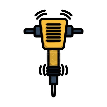 Icon Of Construction Jackhammer. Editable Bold Outline With Color Fill Design. Vector Illustration.