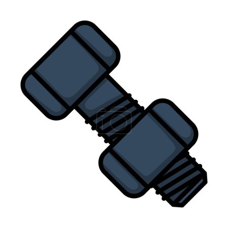 Icon Of Bolt And Nut. Editable Bold Outline With Color Fill Design. Vector Illustration.