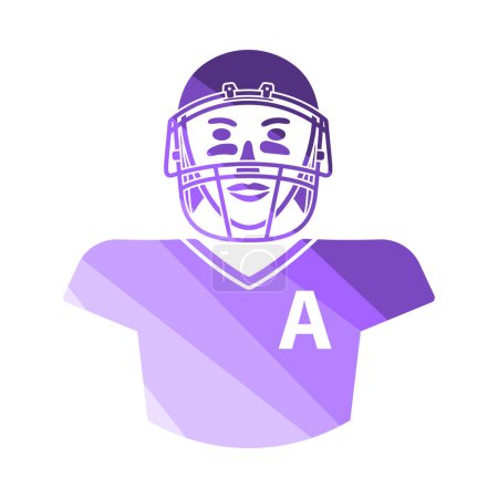 Illustration for American Football Player Icon. Flat Color Ladder Design. Vector Illustration. - Royalty Free Image