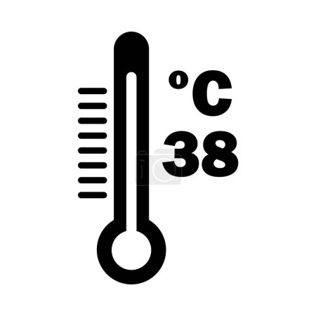 High Temperature Icon. Black Stencil Design. Vector Illustration.