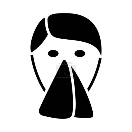Sneezing Nose Icon. Black Stencil Design. Vector Illustration.