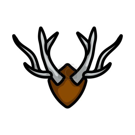 Icon Of Deer's Antlers. Editable Bold Outline With Color Fill Design. Vector Illustration.