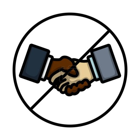 No Hand Shake Icon. Editable Bold Outline With Color Fill Design. Vector Illustration.