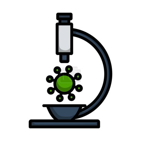 Research Coronavirus By Microscope Icon. Editable Bold Outline With Color Fill Design. Vector Illustration.