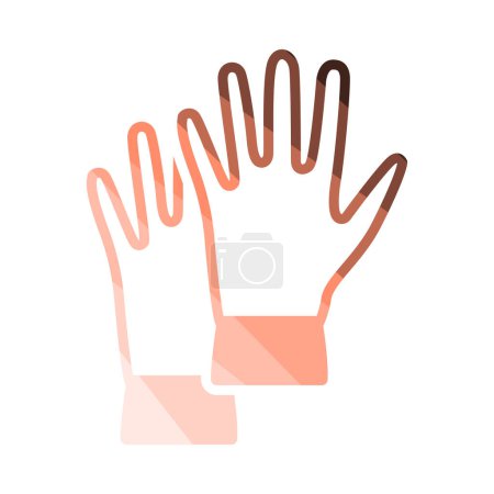 Rubber Protective Gloves Icon. Flat Color Ladder Design. Vector Illustration.