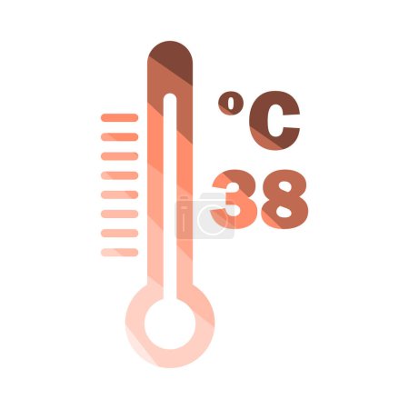 High Temperature Icon. Flat Color Ladder Design. Vector Illustration.