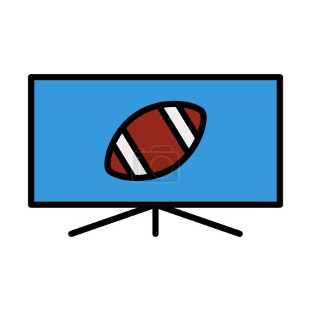 Illustration for American Football Tv Icon. Editable Bold Outline With Color Fill Design. Vector Illustration. - Royalty Free Image