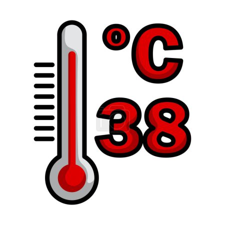 High Temperature Icon. Editable Bold Outline With Color Fill Design. Vector Illustration.