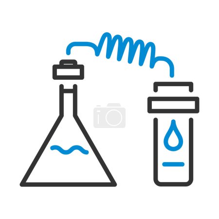 Ikone der chemischen Reaktion mit zwei Kolben Editierbare kühne Umrisse mit Farbfülldesign. Vektorillustration.