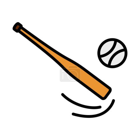 Illustration for Baseball But Hits To Ball Icon. Editable Bold Outline With Color Fill Design. Vector Illustration. - Royalty Free Image