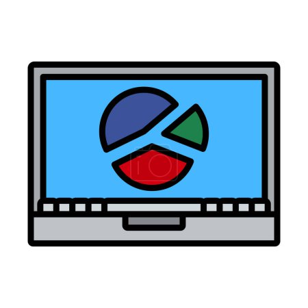Ilustración de Laptop Con Icono de Diagrama de Análisis. Esquema audaz editable con diseño de relleno de color. Ilustración vectorial. - Imagen libre de derechos