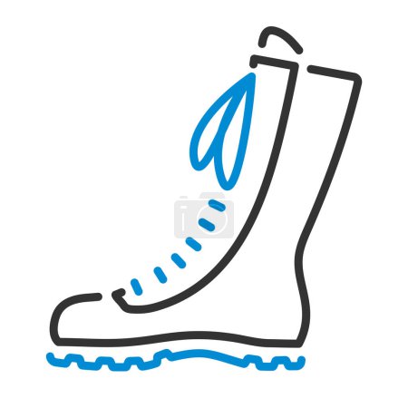 Hiking Boot Icon. Editable Bold Outline With Color Fill Design. Vector Illustration.