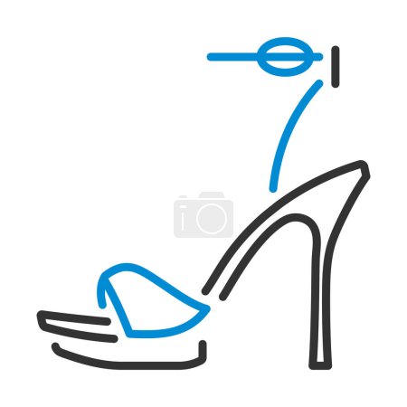 High Heel Sandale Ikone für Frauen. Editierbare kühne Umrisse mit Farbfülldesign. Vektorillustration.
