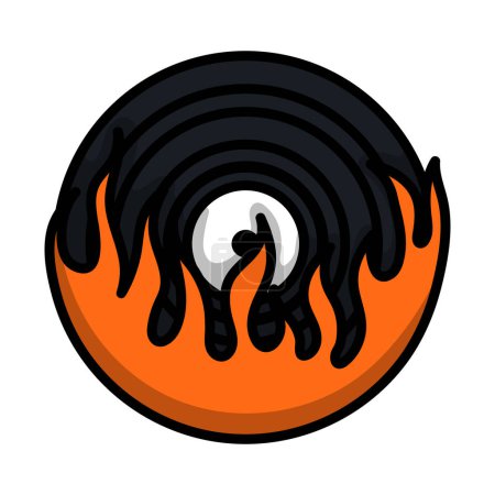 Flame Vinyl Icon. Editable Bold Outline With Color Fill Design. Vector Illustration.