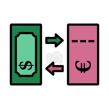 Icono de cambio de divisas. Esquema audaz editable con diseño de relleno de color. Ilustración vectorial.