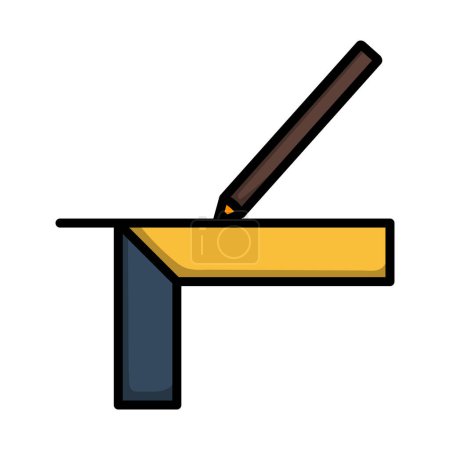 Illustration for Pencil Line With Scale Icon. Editable Bold Outline With Color Fill Design. Vector Illustration. - Royalty Free Image