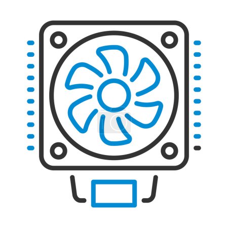 Icono del ventilador de CPU. Esquema audaz editable con diseño de relleno de color. Ilustración vectorial.