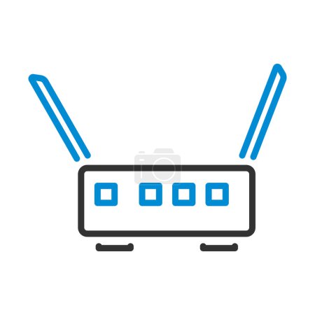 Ilustración de Icono del router Wi-Fi. Esquema audaz editable con diseño de relleno de color. Ilustración vectorial. - Imagen libre de derechos