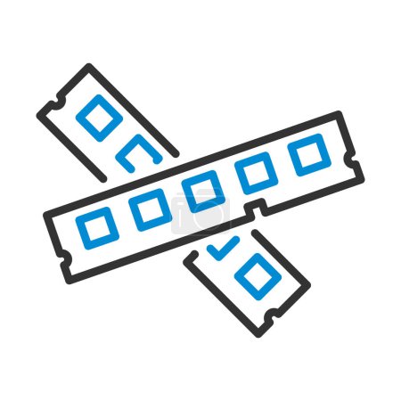 Computer Memory Icon. Editable Bold Outline With Color Fill Design. Vector Illustration.
