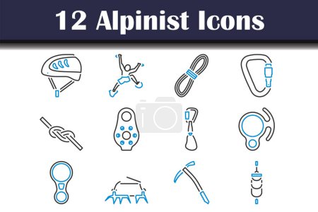 Illustration for Alpinist Icon Set. Editable Bold Outline With Color Fill Design. Vector Illustration. - Royalty Free Image