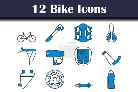 Illustration for Bike Icon Set. Editable Bold Outline With Color Fill Design. Vector Illustration. - Royalty Free Image