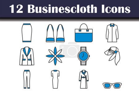 Businescloth Icon Set. Editable Bold Outline With Color Fill Design. Vector Illustration.