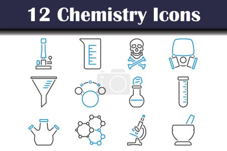 Ensemble d'icônes de chimie. contour audacieux modifiable avec la conception de remplissage de couleur. Illustration vectorielle.