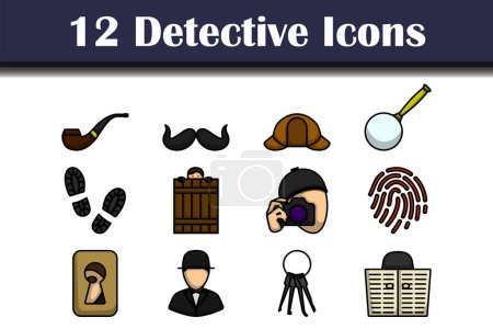 Illustration for Detective Icon Set. Editable Bold Outline With Color Fill Design. Vector Illustration. - Royalty Free Image