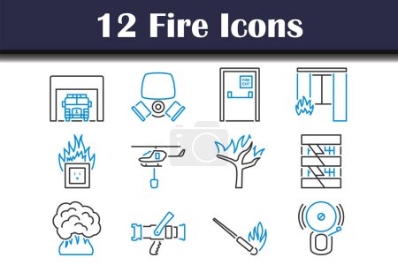Illustration for Fire Icon Set. Editable Bold Outline With Color Fill Design. Vector Illustration. - Royalty Free Image