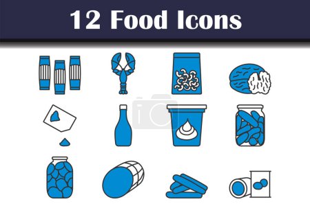 Set de iconos de comida. Esquema audaz editable con diseño de relleno de color. Ilustración vectorial.