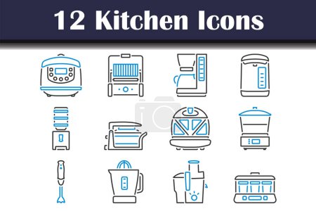 Ensemble d'icônes de cuisine. contour audacieux modifiable avec la conception de remplissage de couleur. Illustration vectorielle.