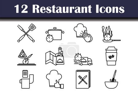 Restaurant Icon Set. Bold outline design with editable stroke width. Vector Illustration.
