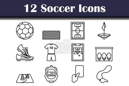 Soccer Icon Set. Bold outline design with editable stroke width. Vector Illustration.