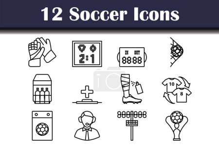 Soccer Icon Set. Bold outline design with editable stroke width. Vector Illustration.